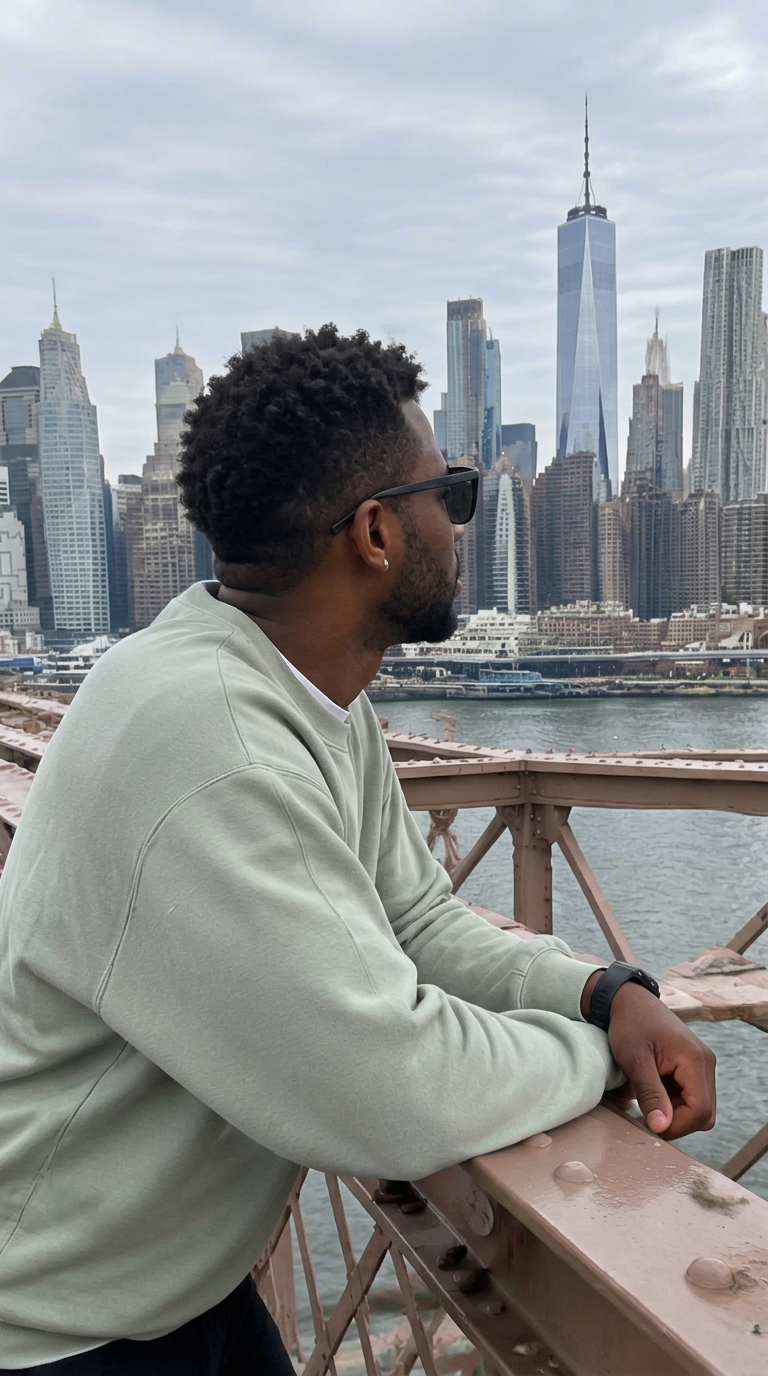AI-generated shoot example at Brooklyn Bridge